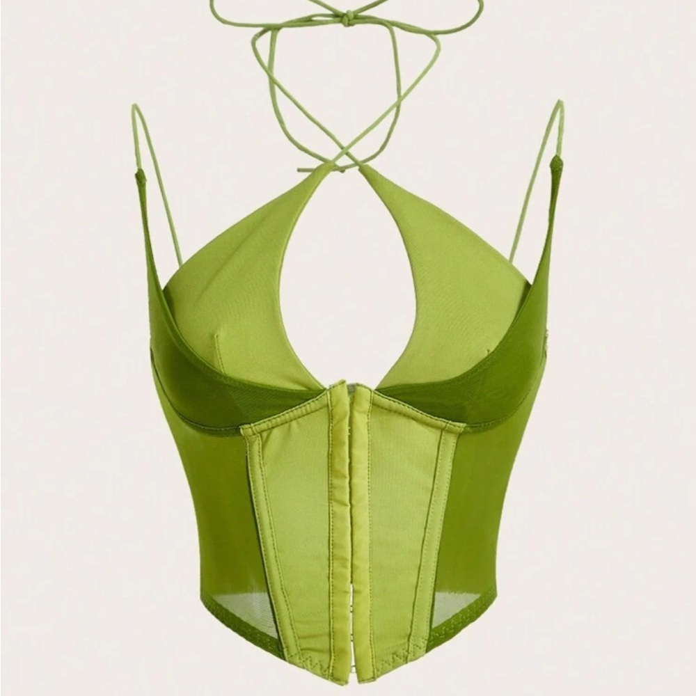 SHEIN Green Halter Crop Top - Picture 1 of 3